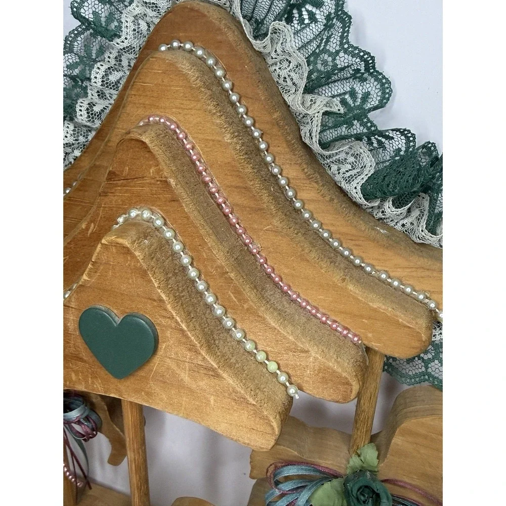 Carousel Horse Wall Hanging Vtg Wooden Horse Lace Country Cottage Home Décor